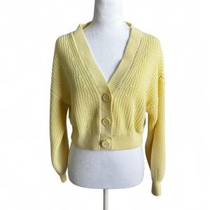 H&M Divided Butter Yellow Women's Knit Cropped Cardigan